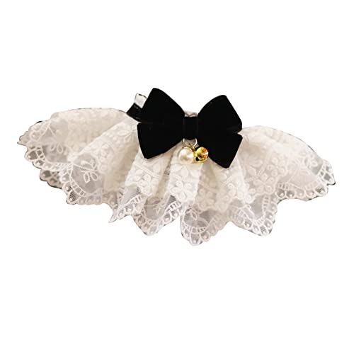 Pet Lace Lätzchenkragen mit Niedlichem Bogen, Perle Bell Prinzessin Spitzen -Haustierkragen, Einstellbares und Weiches Hundebandana, Ideal für Hochzeitsfotografie mit Niedlicher Bug (S) von BAOFUYA