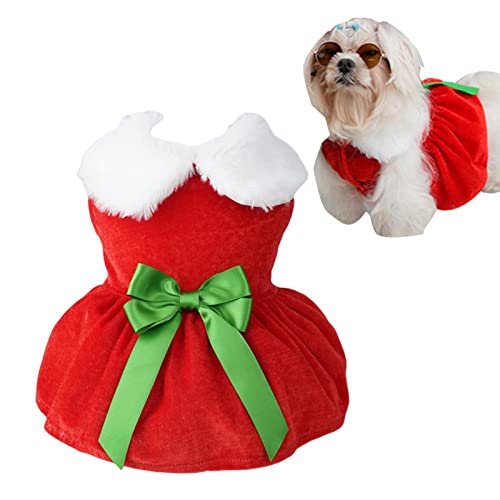 BAOK Hund Weihnachtsmann Weihnachtskleidung, Santa Hund Kostüm Weihnachten Haustier Kleidung, Gold Samt Stoff Haustier Kostüm Outfits Rot Weihnachtsmann Rollenspiel Kostüm Winter Party Kleid von BAOK