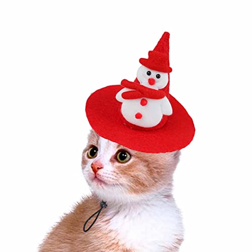 BAOK Katzen-Weihnachtsmütze | Weihnachtsthema-Muster-Katzen-Weihnachtsmütze,Verstellbare Gummibandmütze für Haustiere, kleine Hunde, warme Wintermütze für Katzen, Welpen von BAOK