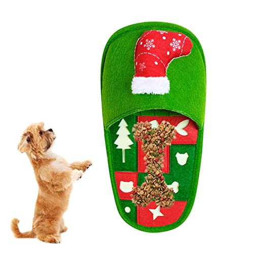 BAOK Snuffle Hundespielzeug Hausschuhe | Hundeslipper Spielzeug für Langeweile, Weihnachtsstil, interaktives Spielzeug, Futtersuche Instinkttraining, geeignet für kleine, mittelgroße und große Hunde von BAOK