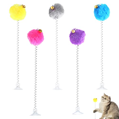 BAOK Springy Cat Wand Springy Cat Wand – Teaser Stick Haustier Kätzchen Catching Interactive Wand Retractable Sucker Bells Quaste Tumbler Übung Spiel Geschenk von BAOK