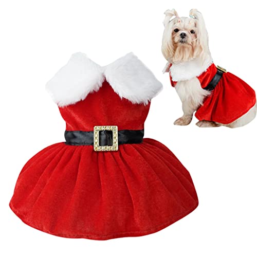 BAOK Weihnachtsmann-Anzug für Hunde – Hunde- und Katzen-Weihnachtskostüm, goldener Samtstoff, Weihnachtsmannanzug, Hunde-Rollenspiel-Kostüme, rotes Winterkleid für kleine Hunde, Neujahrsgeschenk von BAOK