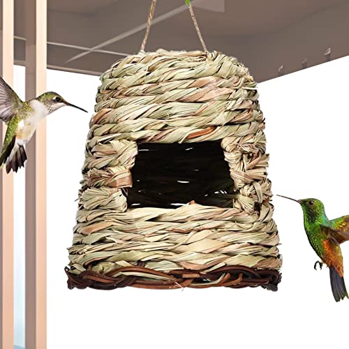 Kolibri Nest Dekor | Innovatives Gras Vogelnest - Vogelhaus Nest Vögel Käfige Nest Gras Vogel für Garten Fenster Outdoor Home Rasen Dekoration Baok von BAOK