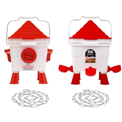 Futterautomat Hühner und Hühnertränke mit 4 Bechern und 4 Futteröffnungen,6Kg/8.5L-Futterautomaten & Geflügeltränke für Geflügel,Automatischer Tränkeeimer mit Abnehmbaren Beinen und Aufhängeleisten au Futterautomat Hühner und Hühnertränke mit 4 Bechern und 4 Futteröffnungen,6Kg/8.5L-Futterautomaten & Geflügeltränke für Geflügel,Automatischer Tränkeeimer mit Abnehmbaren Beinen und Aufhängeleisten au von BAOSHANKO