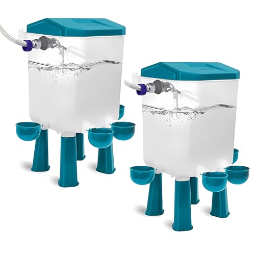 Hühnertränke Groß mit 4 Wassernäpfe,Automatische Geflügeltränke,Wasserspender mit Füßen,Schwimmerventil & 1.5m(4.9ft) Wasserleitung,Aufhängbar und Aufstellbar,Hühnerzubehör,11L von BAOSHANKO