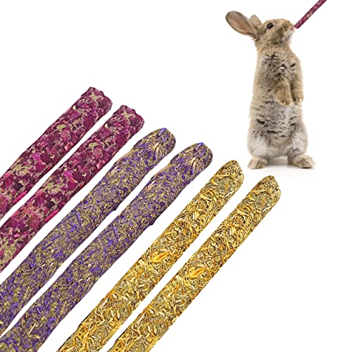 BAOSROY Timothy Heu Sticks,6PCS Kaninchen Spielzeug Kauspielzeug,Hamster Kauspielzeug,Heu Sticks Ratten,Kaninchen Kauspielzeug,Heu Sticks Kaninchen,Timothy Heu Sticks,für Häschen Hamster Chinchillas von BAOSROY