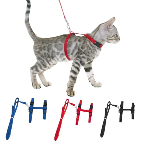 Katzengeschirr mit Leine,3pcs Katzenleine mit Geschirr,Katzenausbruchsicher,Katzengeschirr mit Leine Ausbruchsicher (Blau + Schwarz + Rot) Katzengeschirr mit Leine,3pcs Katzenleine mit Geschirr,Katzenausbruchsicher,Katzengeschirr mit Leine Ausbruchsicher (Blau + Schwarz + Rot) von BAOSROY