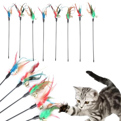 BAOSROY Katzenspielzeug Spielzeug mit Federn,8pc Federstab,Katzenspielzeug Feder,Katzenangel Ersatzfedern mit Anhänger Feder Glocke,Interaktives Katzenspielzeug Federn Katzen Spielzeug für Kätzchen BAOSROY Katzenspielzeug Spielzeug mit Federn,8pc Federstab,Katzenspielzeug Feder,Katzenangel Ersatzfedern mit Anhänger Feder Glocke,Interaktives Katzenspielzeug Federn Katzen Spielzeug für Kätzchen von BAOSROY