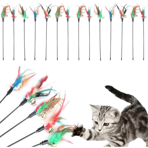 BAOSROY Katzenspielzeug Spielzeug mit Federn,Federstab,Katzenspielzeug Feder,Katzenangel Ersatzfedern mit Anhänger Feder Glocke,Interaktives Katzen Spielzeug für Kätzchen (14pcs) BAOSROY Katzenspielzeug Spielzeug mit Federn,Federstab,Katzenspielzeug Feder,Katzenangel Ersatzfedern mit Anhänger Feder Glocke,Interaktives Katzen Spielzeug für Kätzchen (14pcs) von BAOSROY