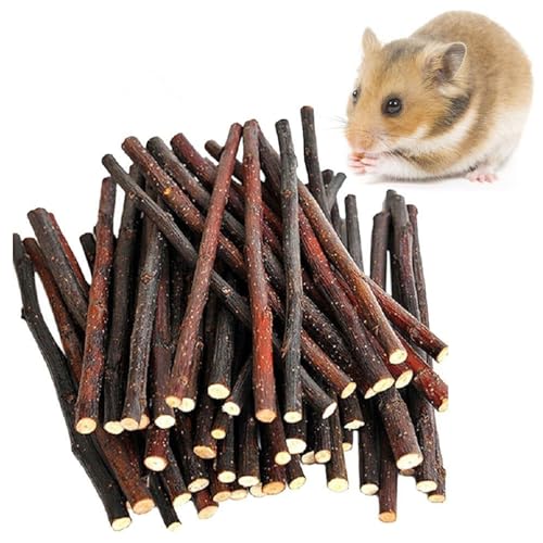 Hamster Kauspielzeug,Kaninchen-Kauspielzeug,40PCS Apfel Holz Kaustock,Nager Apfel Holz zum Knabbern,Natürlichem Apfelstab,Apfel Kaustangen,Backenzahn und Zähneknirschspielzeug für Kleine Haustiere von BAOSROY