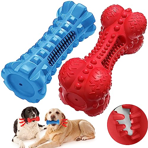 BAPSOUZU Hundespielzeug für aggressive Kauer, robustes Hundespielzeug, quietschendes Hundespielzeug mit Zahnbürste für große, interaktiver Naturkautschukstab mit Huhn, Knochen mit Speckgeschmack von BAPSOUZU