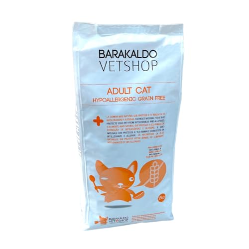 Barakaldo Vet Shop Hypoallergenic Grain Free Adult Katzenfutter für Hunde, getreidefrei für erwachsene Katzen mit Nahrungsmittelunverträglichkeiten oder Allergien, ab 4 Monaten, 2 kg Barakaldo Vet Shop Hypoallergenic Grain Free Adult Katzenfutter für Hunde, getreidefrei für erwachsene Katzen mit Nahrungsmittelunverträglichkeiten oder Allergien, ab 4 Monaten, 2 kg von BARAKALDO VET+SHOP TIENDA VETERINARIA