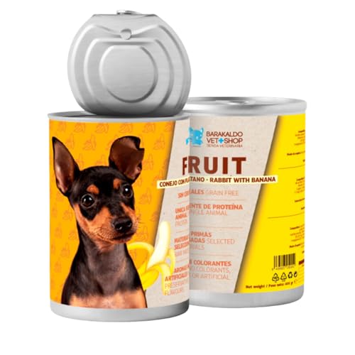 Barakaldo Vet Shop | Nassfutter für Hunde, Fruit Grain Free Kaninchen mit Banane, wenig Ballaststoffe und Fett, hilft den Darmtransport und die Gewichtskontrolle, 12 Stück x 400 g Barakaldo Vet Shop | Nassfutter für Hunde, Fruit Grain Free Kaninchen mit Banane, wenig Ballaststoffe und Fett, hilft den Darmtransport und die Gewichtskontrolle, 12 Stück x 400 g von BARAKALDO VET+SHOP TIENDA VETERINARIA