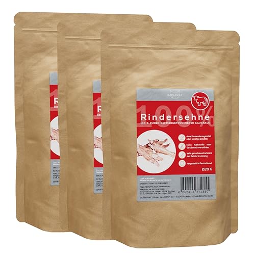 BARFAWAY Rindersehne, gefriergetrockneter Langer Kausnack für Hunde, 100% natürlich ohne Zusätze, Deutsche Herstellung, geruchsneutral, 3er Pack (3 x 220 g) von BARFAWAY