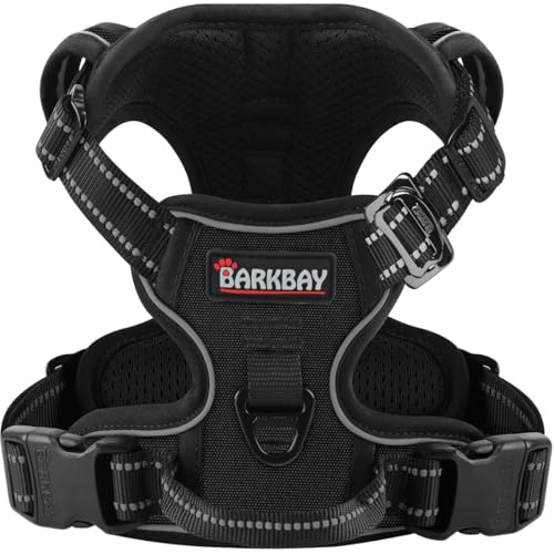 BARKBAY Hundegeschirr, kein Ziehen, 3 Schnallen für große Hunde, verstellbar, reflektierend, bequem, kein Würgen, strapazierfähig, perfekt für Outdoor-Training, Spazierengehen und Wandern, stark und BARKBAY Hundegeschirr, kein Ziehen, 3 Schnallen für große Hunde, verstellbar, reflektierend, bequem, kein Würgen, strapazierfähig, perfekt für Outdoor-Training, Spazierengehen und Wandern, stark und von BARKBAY