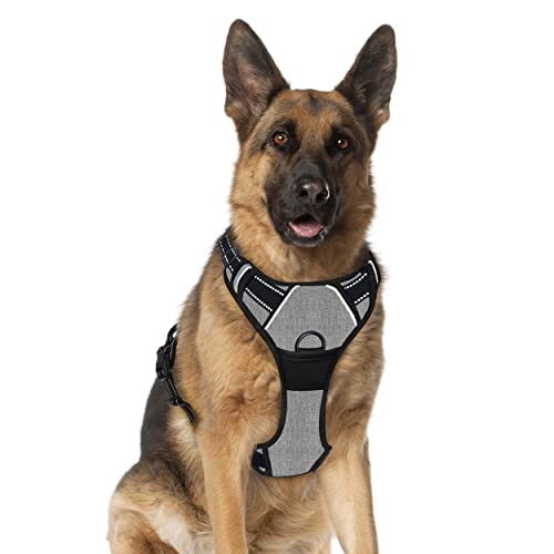 BARKBAY No Pull Dog Harness Front Clip Heavy Duty Reflective Easy Control Handle for Large Dog Walking(Flint Gray,XL) von BARKBAY