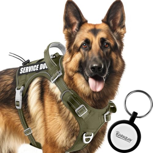 BARKBAY Servicehundeweste, taktisches Hundegeschirr, Größe M und L, personalisierbar, kein Ziehen, verstellbares Hundegeschirr, reflektierend, K9, Arbeitstraining, einfache Kontrolle, militärisches von BARKBAY