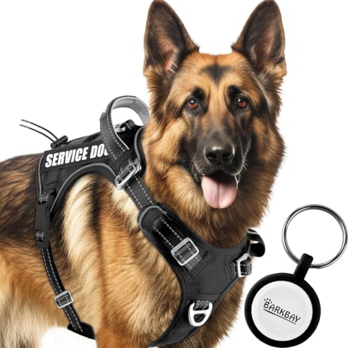 BARKBAY Servicehundeweste, taktisches Hundegeschirr, Größe M und L, personalisierbar, kein Ziehen, verstellbares Hundegeschirr, reflektierend, K9, Arbeitstraining, einfache Kontrolle, militärisches von BARKBAY