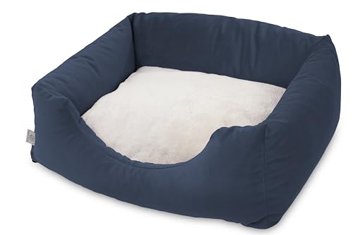 BARRY & LUCY® Hundebett Hundekissen Hundeschlafmatte Hundematte Hundematratze Hundekorb Liegekissen Weiches Kissen Elastische Füllung viele Farben (Marineblau M (90x70) von BARRY & LUCY