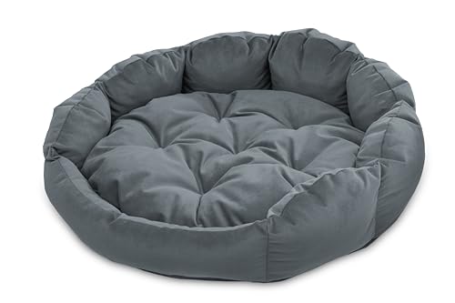 BARRY & LUCY® Hundesofa Premium Rund Hundematratze Hundekissen 2in1 Gestepptt Liegekissen Weiches Kissen Hundebett (Grau S (Ø40 cm) von BARRY & LUCY