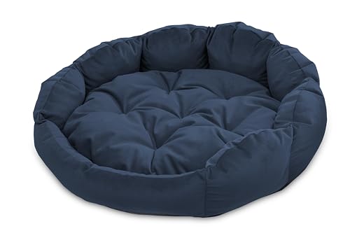 BARRY & LUCY® Hundesofa Premium Rund Hundematratze Hundekissen 2in1 Gestepptt Liegekissen Weiches Kissen Hundebett (Marineblau L (Ø80 cm) von BARRY & LUCY