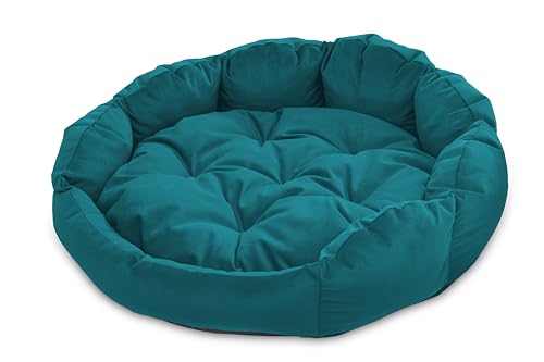 BARRY & LUCY® Hundesofa Premium Rund Hundematratze Hundekissen 2in1 Gestepptt Liegekissen Weiches Kissen Hundebett (Meergrün M (Ø60 cm) von BARRY & LUCY