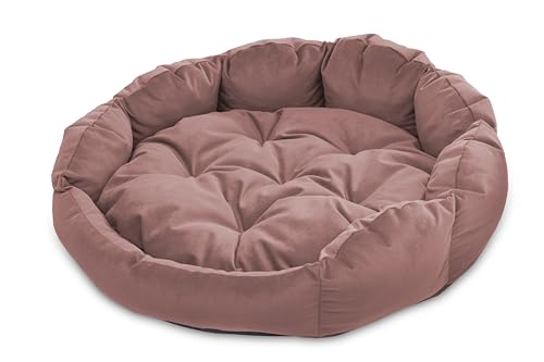 BARRY & LUCY® Hundesofa Premium Rund Hundematratze Hundekissen 2in1 Gestepptt Liegekissen Weiches Kissen Hundebett (Pastell d.rosa L (Ø80 cm) von BARRY & LUCY