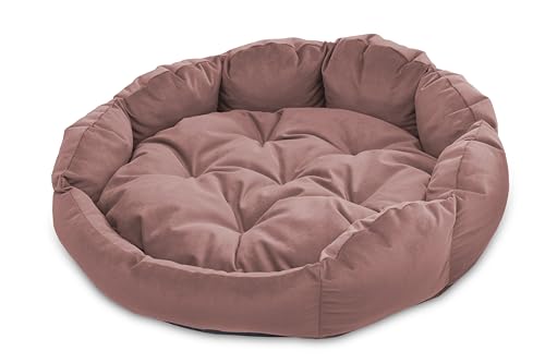 BARRY & LUCY® Hundesofa Premium Rund Hundematratze Hundekissen 2in1 Gestepptt Liegekissen Weiches Kissen Hundebett (Pastell d.rosa S (Ø40 cm) von BARRY & LUCY