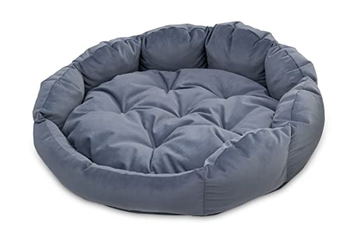 BARRY & LUCY® Hundesofa Premium Rund Hundematratze Hundekissen 2in1 Gestepptt Liegekissen Weiches Kissen Hundebett (Pastellblau M (Ø60 cm) von BARRY & LUCY