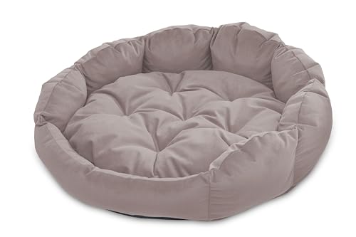 BARRY & LUCY® Hundesofa Premium Rund Hundematratze Hundekissen 2in1 Gestepptt Liegekissen Weiches Kissen Hundebett (Pastellviolett L (Ø80 cm) von BARRY & LUCY