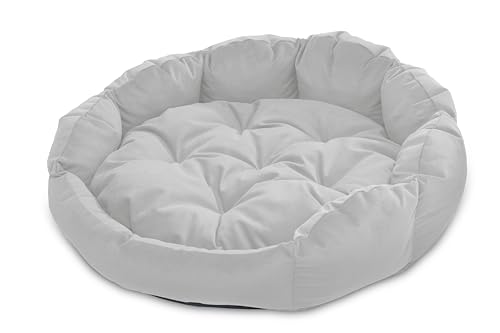 BARRY & LUCY® Hundesofa Premium Rund Hundematratze Hundekissen 2in1 Gestepptt Liegekissen Weiches Kissen Hundebett (Silber M (Ø60 cm) von BARRY & LUCY