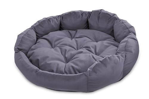 BARRY & LUCY® Hundesofa Premium Rund Hundematratze Hundekissen 2in1 Gestepptt Liegekissen Weiches Kissen Hundebett (Violett L (Ø80 cm von BARRY & LUCY