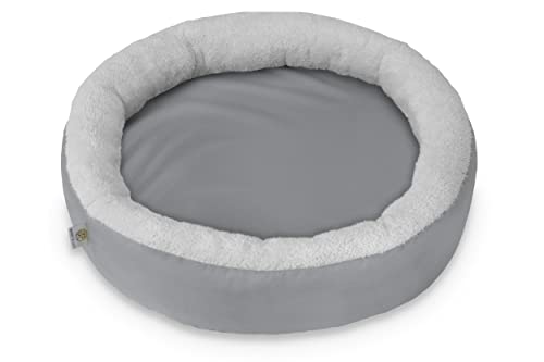 BARRY & LUCY Hundebett Katzenbett 2in1 Rund Wasserdicht Haustierbett Hundekissen Hundebett Hundekorb Liegekissen mit Warmem Stoff viele Farben (S (Ø 40 cm), Grau) von BARRY & LUCY