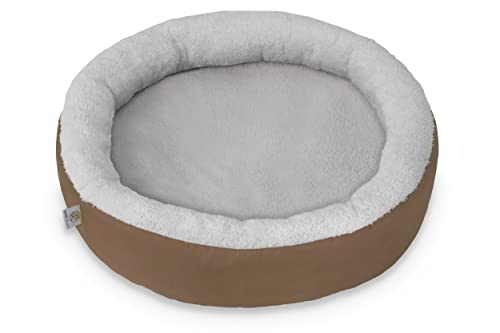 BARRY & LUCY Hundebett Katzenbett 2in1 Rund Wasserdicht Haustierbett Hundekissen Hundebett Hundekorb Liegekissen mit Warmem Stoff viele Farben (L (Ø 80 cm), Braun) von BARRY & LUCY