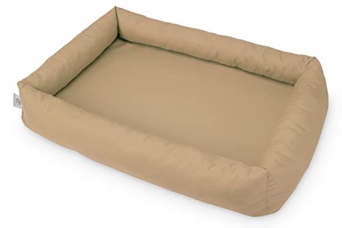 BARRY & LUCY Hundematratze Hundekissen 2in1 Wasserdicht Hundeschlafmatte Hundematte Hundebett Hundekorb Liegekissen Weiches Kissen Elastische Füllung viele Farben (L, Beige) von BARRY & LUCY