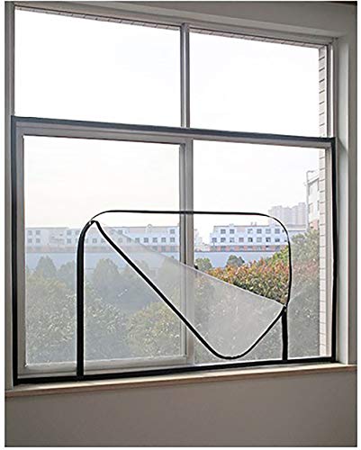 BASHI Mückenschutz Fenster Netz, halbtransparentes Fensternetz mit selbstklebendem Klebeband, Anti-Falten, Reißverschluss Praktische Fenster Fliegengitter von BASHI