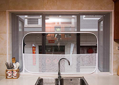 BASHI Universal Fensternetz ohne Bohren, Anti-Mücken-Fensternetz mit Reißverschluss, Schutz-Fensternetz für Katze, Abnehmbares waschbares Fensternetz von BASHI