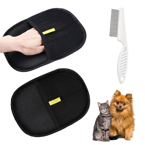 BASTOUR Wiederverwendbare Fell Magnet Handschuh, 2 Stück Fellmagnet mit Entwirrungskamm, Katzenbürste Handschuh, Katzen Handschuhe Fellpflege Hundehaare entfernen für Kleidung, Sofas von BASTOUR