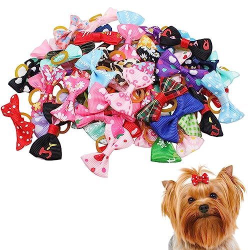 Haarschleife für Hunde, elastisch, für Hunde, Katzen, Welpen, Haarspangen für Tiere, Haarschleifen für Hunde, Haustiere, Haarschleifen, zufällige Auswahl, 15 Stück von BASTOUR