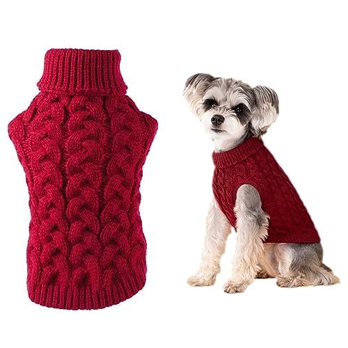 Haustier Pullover Hundepullover Winter Sweater Hunde Hundepulli,Hundepullover für Kleine Hunde,Winter Warmer Hundepullover,Weich Hundekleidung,Kleine Hunde Rollkragen Strickpullover,Rot,M,2.5-3.5kg Haustier Pullover Hundepullover Winter Sweater Hunde Hundepulli,Hundepullover für Kleine Hunde,Winter Warmer Hundepullover,Weich Hundekleidung,Kleine Hunde Rollkragen Strickpullover,Rot,M,2.5-3.5kg von BASTOUR