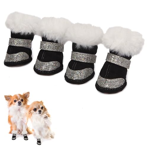 Hundeschuhe Pfotenschutz,Wasserabweisende Hundeschuhe,Verstellbarer Pfotenschutz mit reflektierenden Bändern,Hundeschuhe mit Rutschfester Sohle, wasserdichte Anti-rutsch Hundepfotenschutz (Größe 3) von BASTOUR