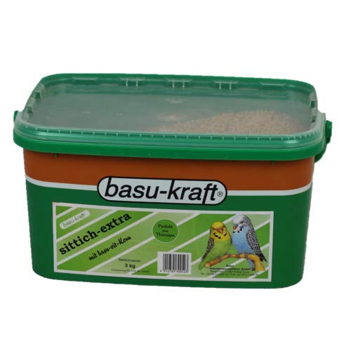BASU Sittich Extra 3 kg im Eimer - Alleinfutter für Wellensittiche und andere kleine Sittiche von BASU
