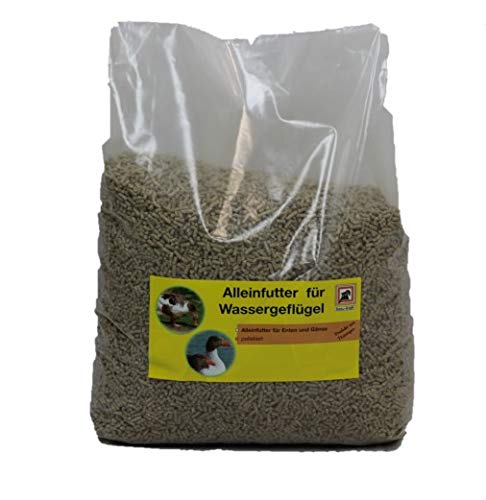 BASU Wassergeflügel-Pellets 7 kg - pelletiertes Alleinfutter für Enten und Gänse Gerste Weizen Mais Luzerne von BASU