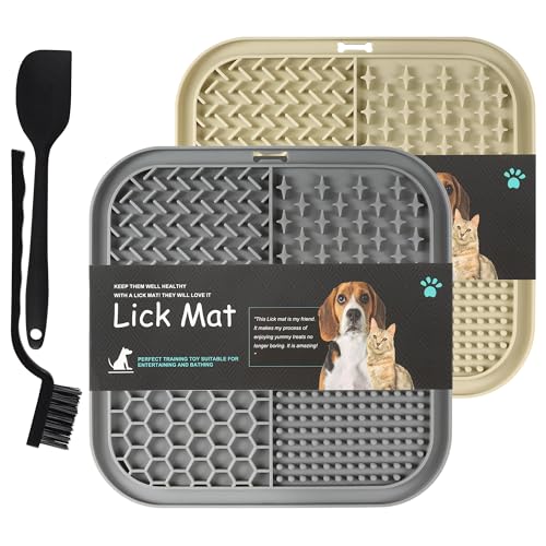Silikon Schleckmatte & Futtermatte Katzen/Hunde – Antischlingnapf 2er-Set mit Saugnapf, Schaufel & Bürste – Napf, Tränken & Zubehör für Hunde, spülmaschinenfest – Langsames Fressen, Leicht Reinigen von BASVII