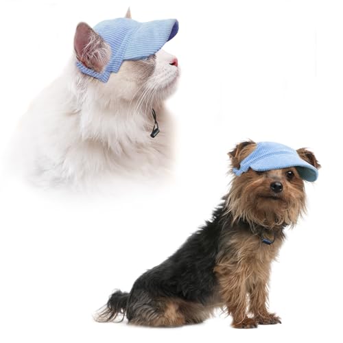 Hunde Baseballmütze - Basecap Verstellbar Sonnenschutz - Hut Hundecap mit Ohrlöchern - Hunde Sonnenhut Benutzt für Sonnenschutz - Hunde Mütze Geeignet für kleine, mittlere und große Hunde (S, Blau) von BASVII