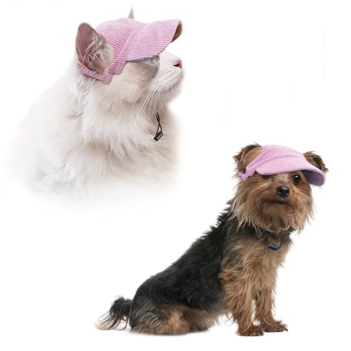Hunde Baseballmütze - Basecap Verstellbar Sonnenschutz - Hut Hundecap mit Ohrlöchern - Hunde Sonnenhut Benutzt für Sonnenschutz - Hunde Mütze Geeignet für kleine, mittlere und große Hunde (S, Rosa) von BASVII