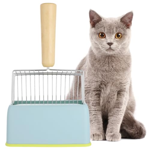 BATTIPAW Katzenstreuschaufel aus Metall mit Halter, schnell siebende Kitty Poop Scooper Caddy, Katzenkotschaufel Ständer von BATTIPAW