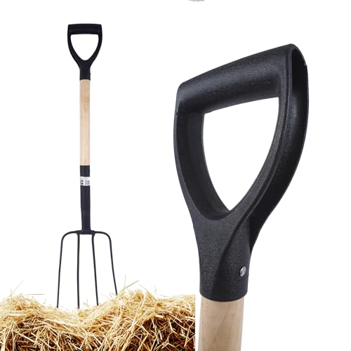 BAUSTER® 4-Zinken-Gabel kurz mit Stiel – 101 cm – Kompakte Mistgabel/Gartengabel für Enge Bereiche & Stallarbeit von BAUSTER