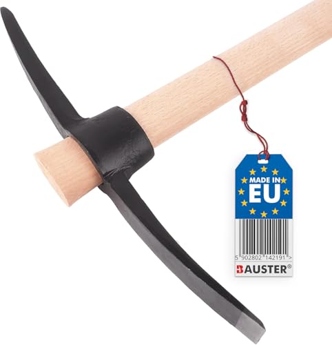 BAUSTER® Spitzhacke mit Holzstiel beidseitig bestückt Keilhaue Pickel Hacke Pionierhacke Kombihacke zum Auflockern von harten Böden Gartenhacke nützlich zum Aufbrechen von Mauern Kreuzhacke (2,5 kg) von BAUSTER