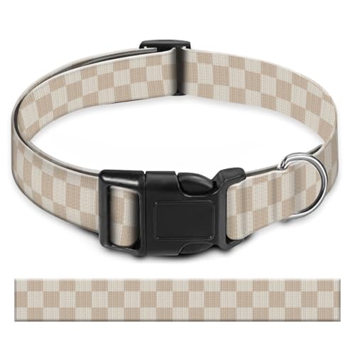 BAYCUFKQ Hundehalsband, niedliches Haustierhalsband, verstellbar für große Hunde, weiche Hundehalsbänder mit Schnellverschluss-Schnalle zum Spazierengehen, Laufen, Beige Schachbrett BAYCUFKQ Hundehalsband, niedliches Haustierhalsband, verstellbar für große Hunde, weiche Hundehalsbänder mit Schnellverschluss-Schnalle zum Spazierengehen, Laufen, Beige Schachbrett von BAYCUFKQ